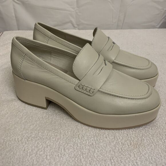 Dolce Vita Yanni Leather Loafers Womens 10 Ivory Platform New - Picture 6 of 9